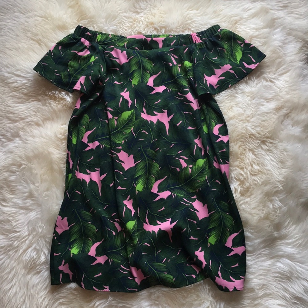 Tropical off the shoulder dress